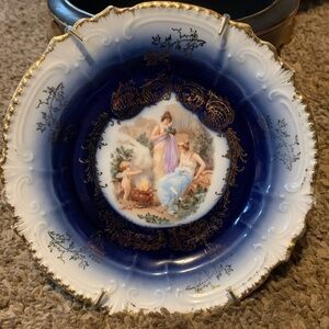 Vintage Royal Bavarian Hanging Small Plate 2 Woman and Cherub